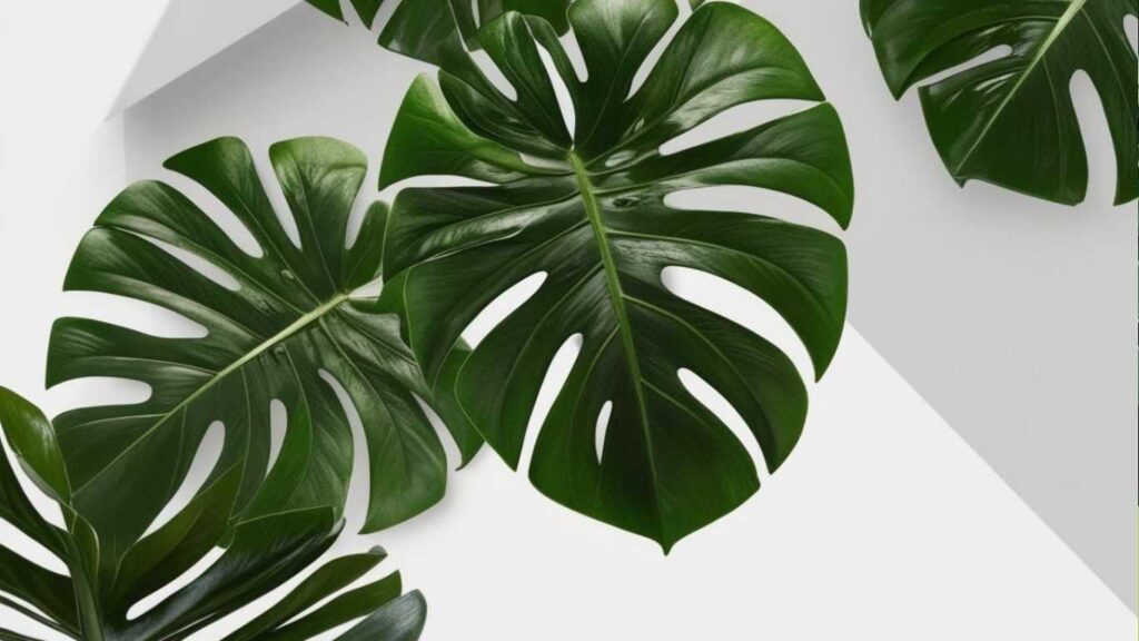 Aesthetic wallpaper Monstera Deliciosa Leaves
