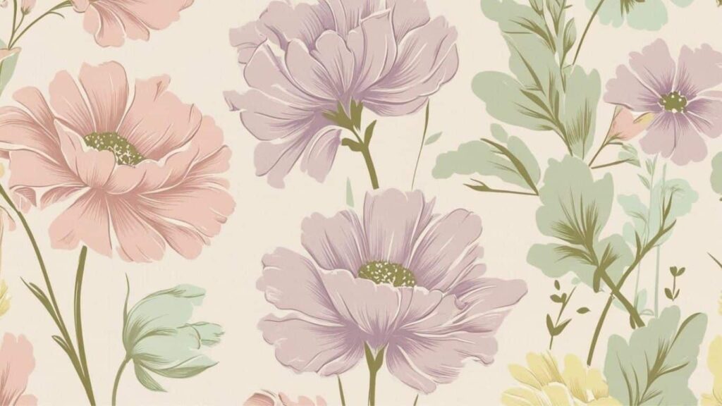 1960s floral pattern with faded pastels
