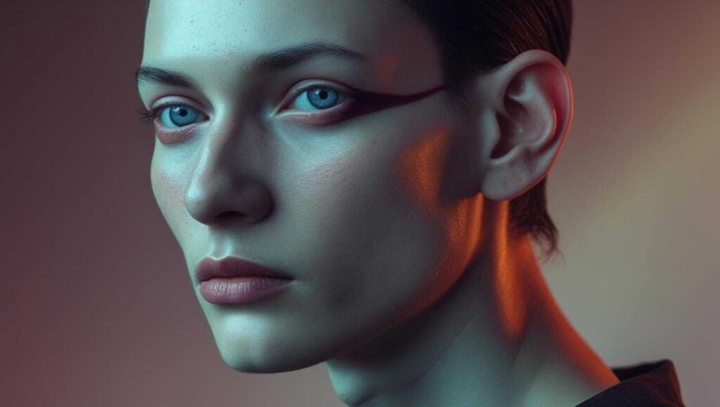 AI Generated Face of a young man with unnaturally smooth skin