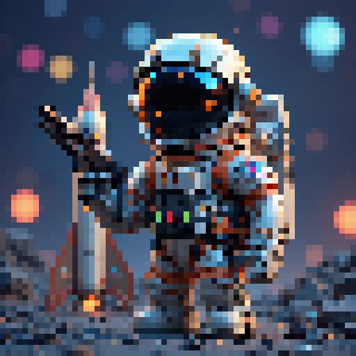 Retro Spaceship Pilot Pixel Art Character