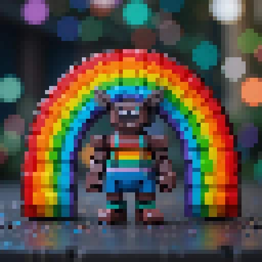 Image of a rainbow made of pixels