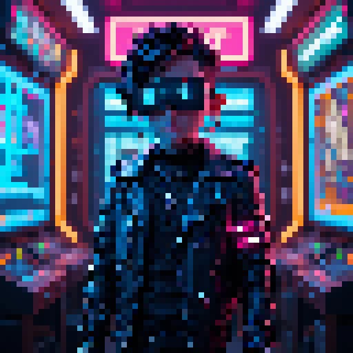 Neon Hacker Pixel Art Character