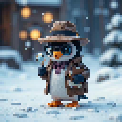 Detective Penguin Pixel Art Character